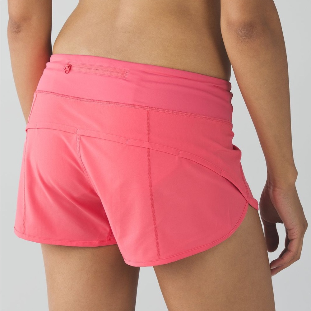 Lululemon 4-way speed short, pink lemonade, sz 6